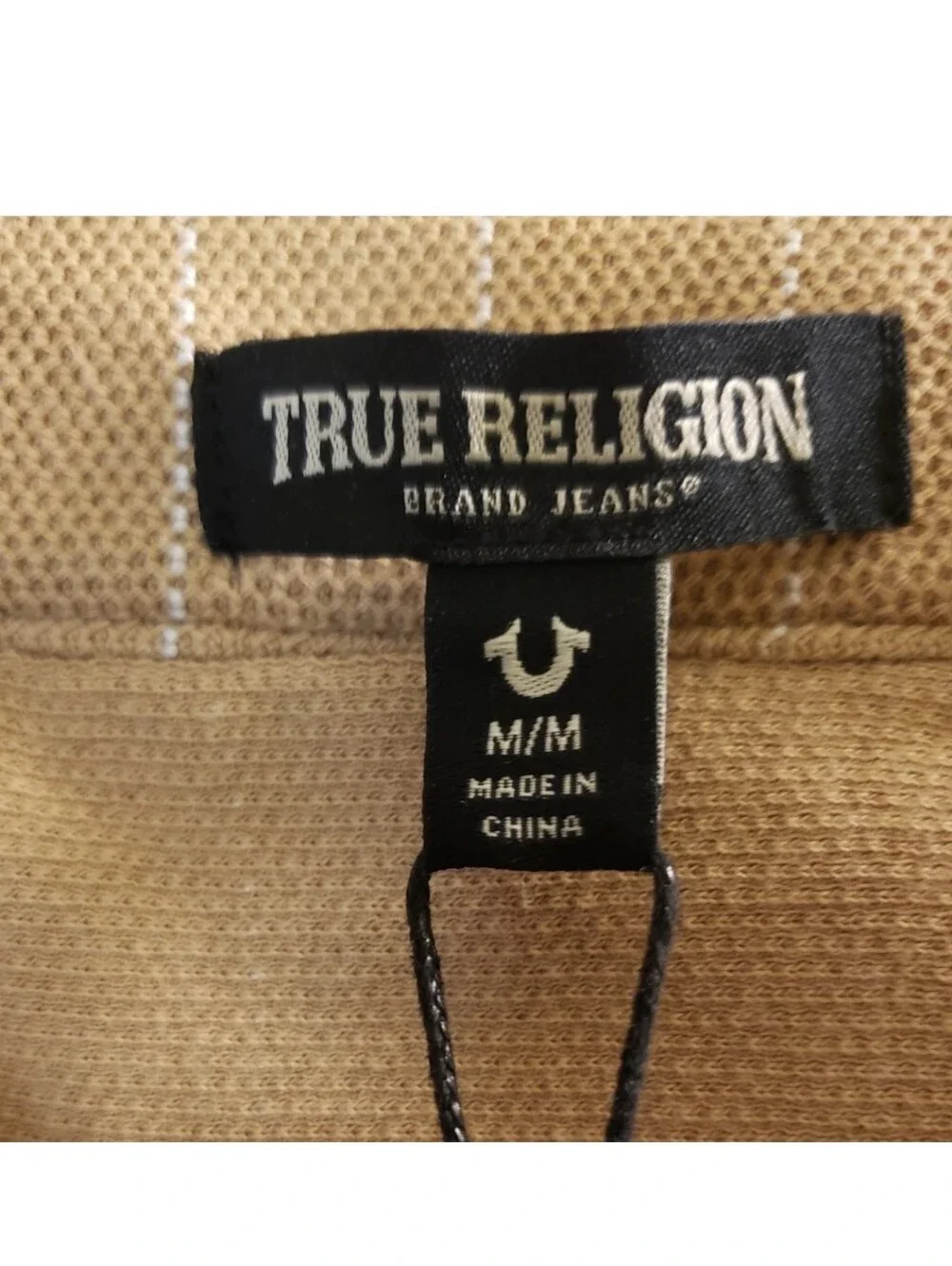 TRUE RELIGION: MEN'S LOGO BASEBALL JERSEY: BEIGE: SIZE: MEDIUM: BRAND NEW